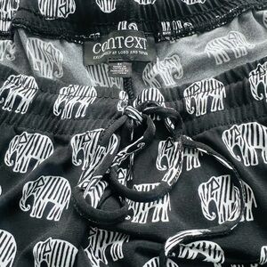 Context by Lord and Taylor Black & White Elephant Print Lounge Pants